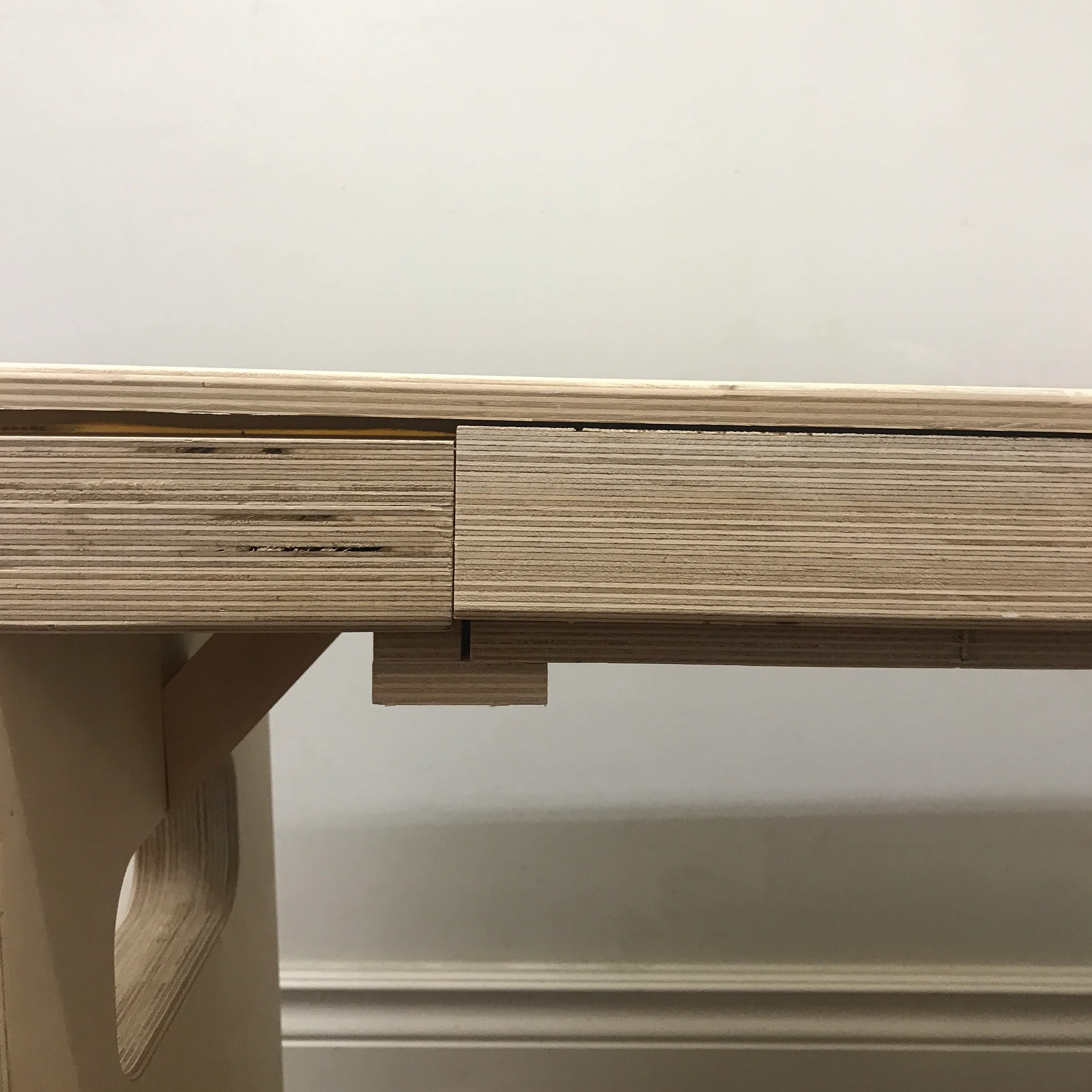 Detail shot of the built in shelf, closed